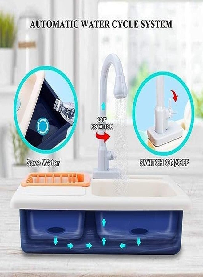 TEMSON Play Kitchen Dishwasher Toy with Running Water,Automatic Faucets and Tableware Accessories,Role Play Kitchen Sink Play Set(Multicolor) - Image 4